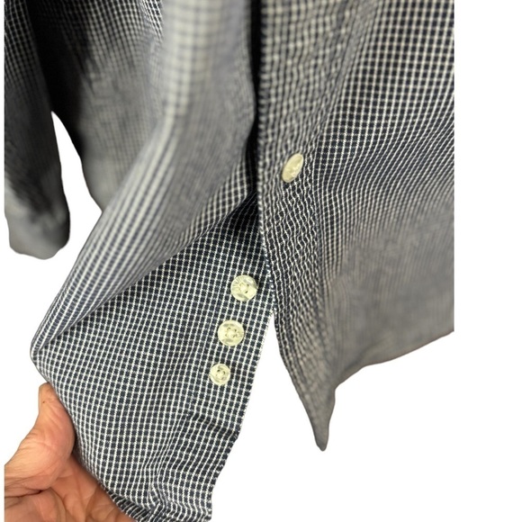 Eddie Bauer Navy Blue Micro Plaid Button Down Shirt Size XL Long Sleeve Cotton - Picture 7 of 8